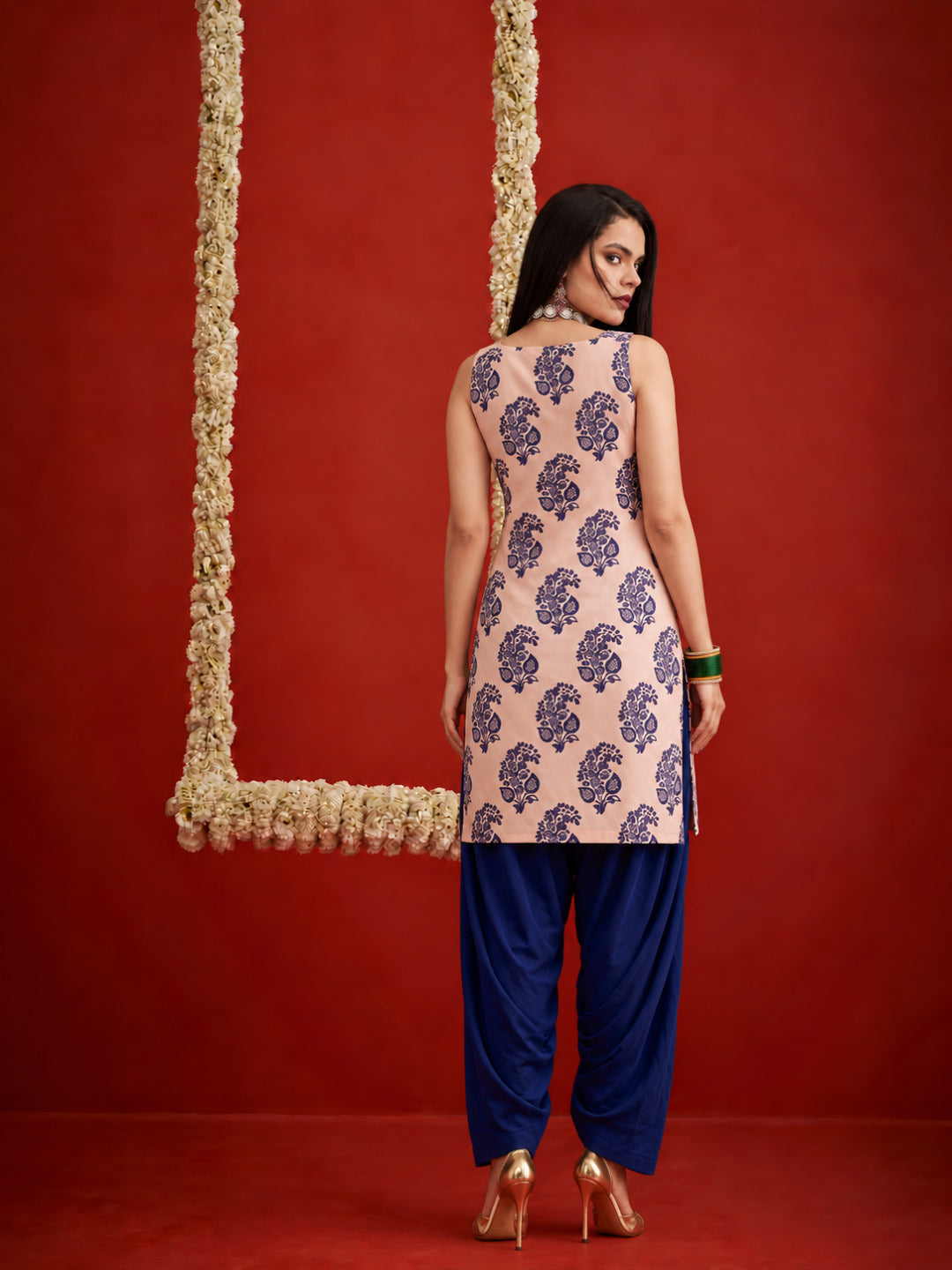 Printed Rayon Short Kurti With Farshi Salwar Set