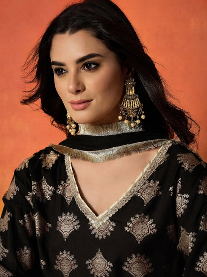 Printed Rayon A-Line Kurti Farshi Salwar With Dupatta