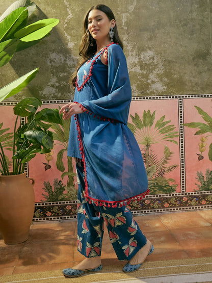 Solid Cotton Straight Kurti Salwar Dupatta Set