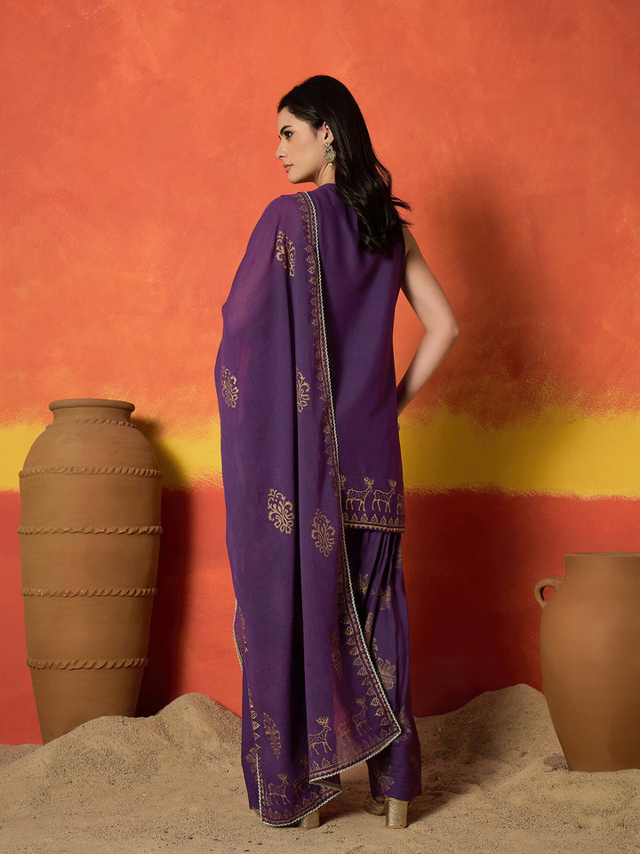 Solid &amp; Embroidered Rayon Straight Kurti Farshi Salwar With Dupatta Dupatta