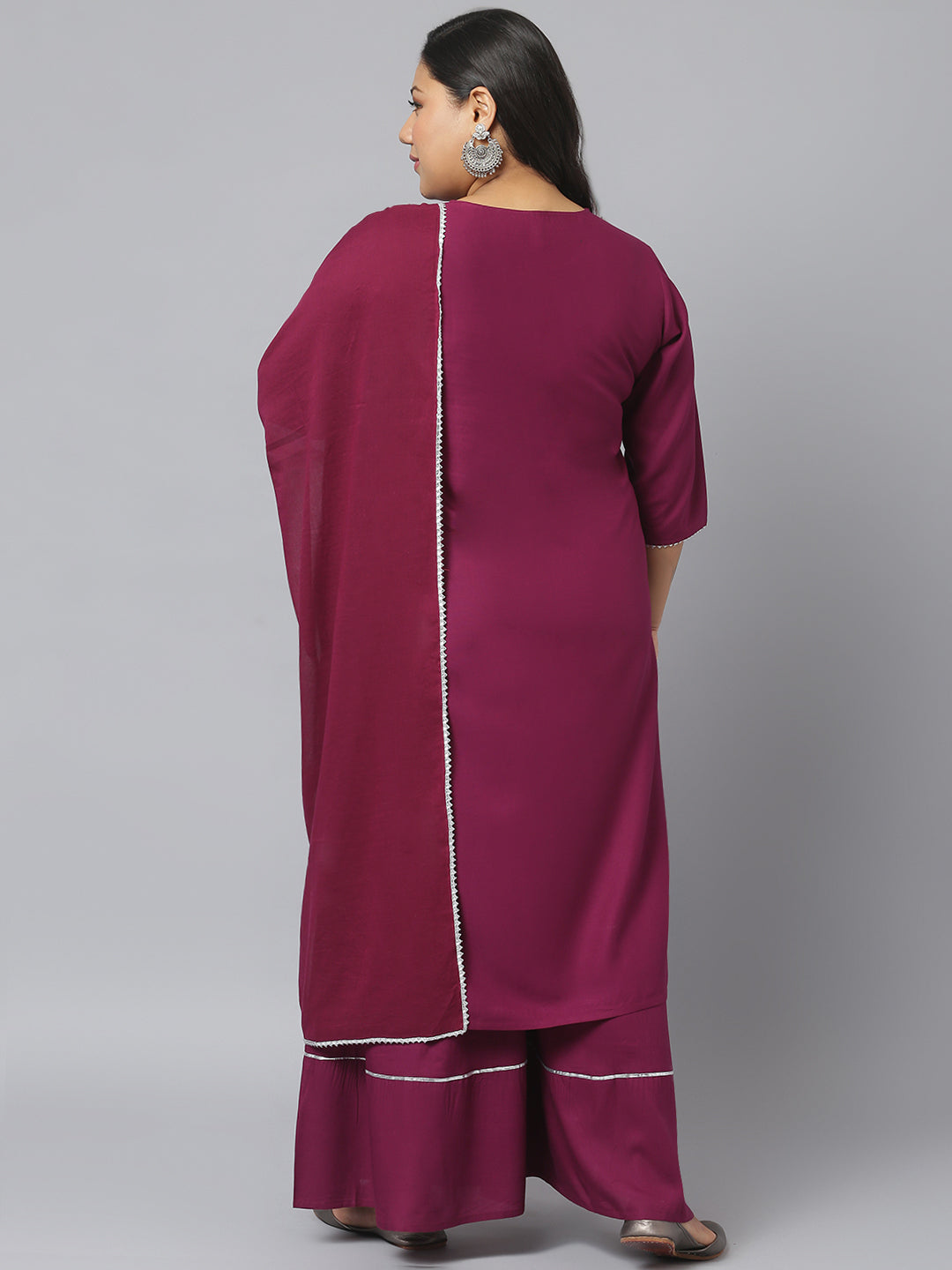 Women Printed Rayon Straight Kurta Sharara Dupatta Set (Pre-Order)