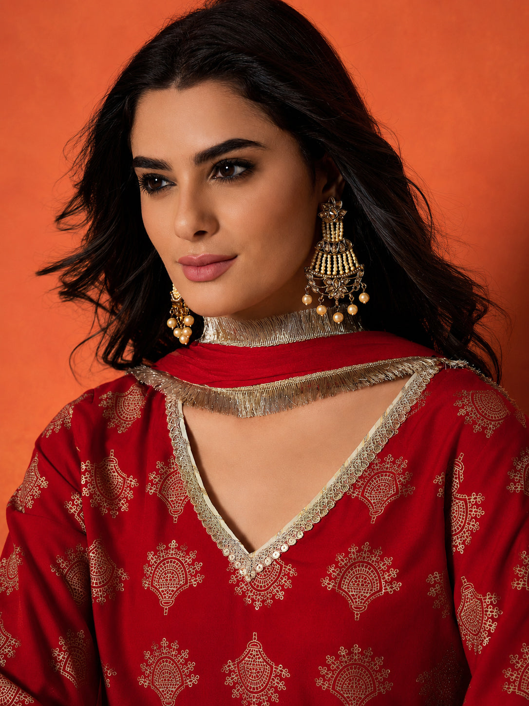 Printed Rayon A-Line Kurti Farshi Salwar With Dupatta