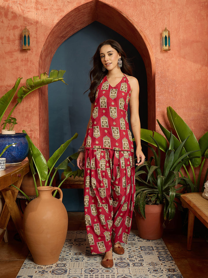 Printed Pure Cotton Short Kurti With Farshi Salwar