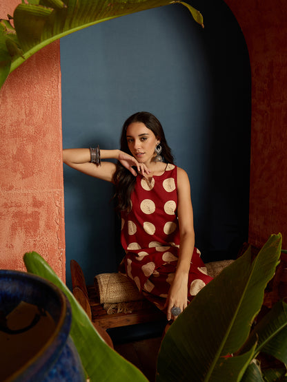Polka Dot Printed Pure Cotton Straight Kurti With Farshi Salwar Salwar
