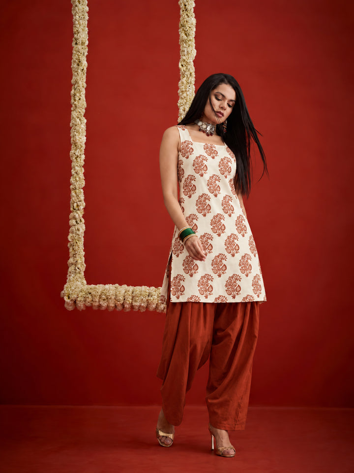 Printed Rayon Short Kurti With Farshi Salwar Set