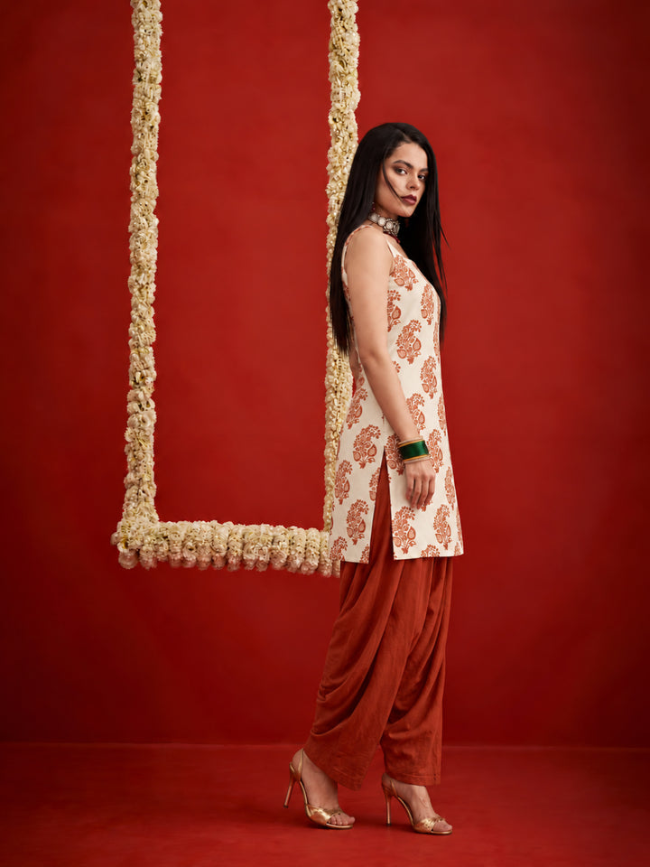 Printed Rayon Short Kurti With Farshi Salwar Set