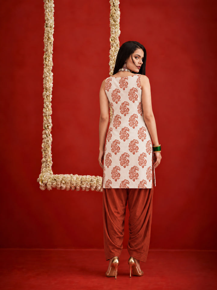 Printed Rayon Short Kurti With Farshi Salwar Set