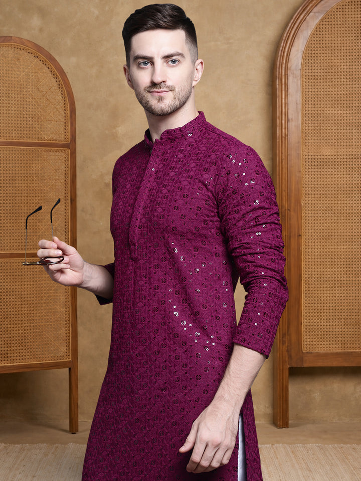 Men’S Cotton Chikankari Sequins Kurta