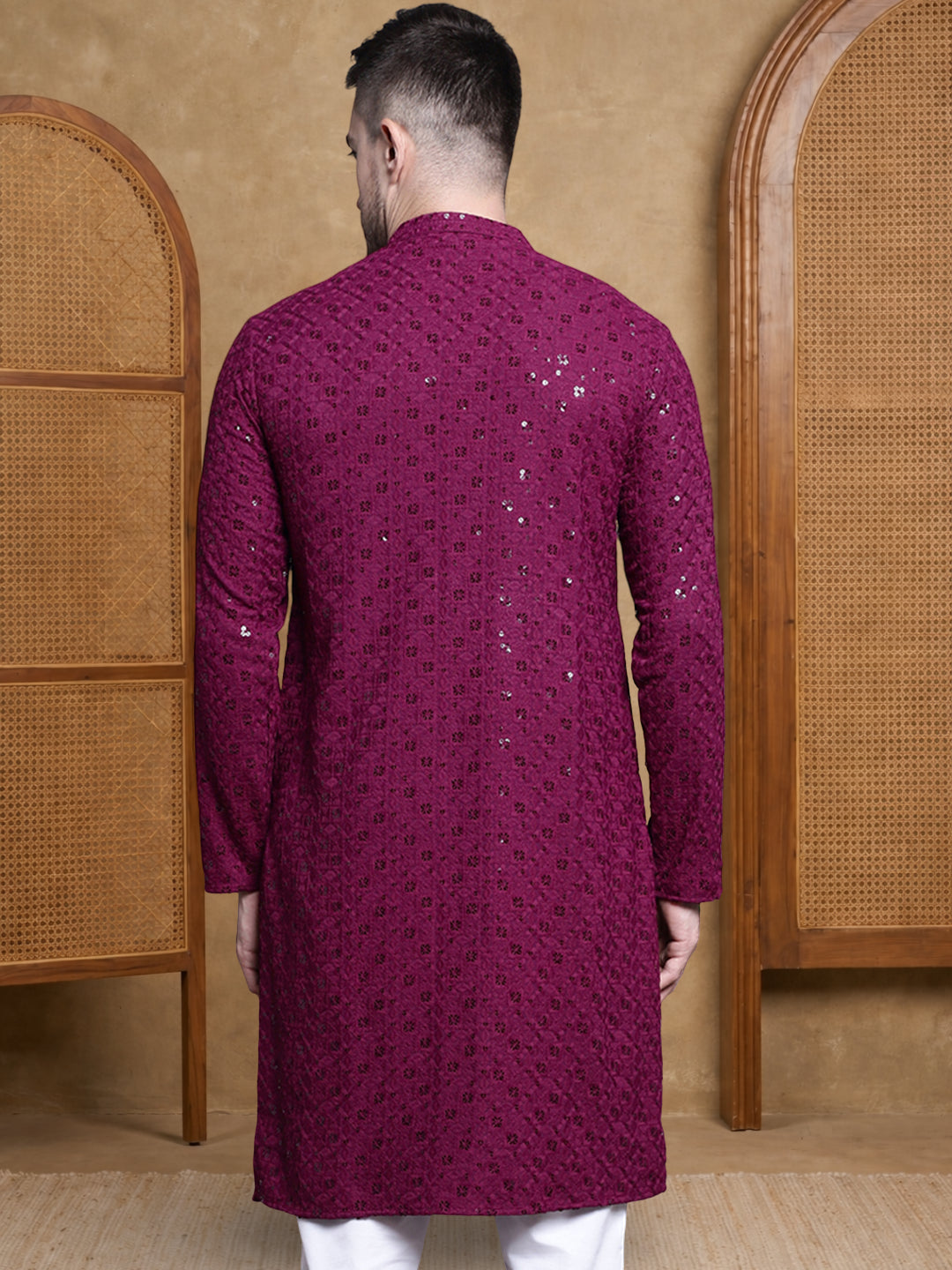 Men’S Cotton Chikankari Sequins Kurta