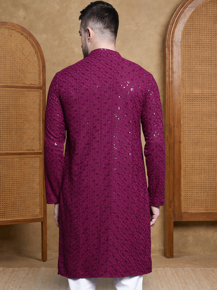 Men’S Cotton Chikankari Sequins Kurta