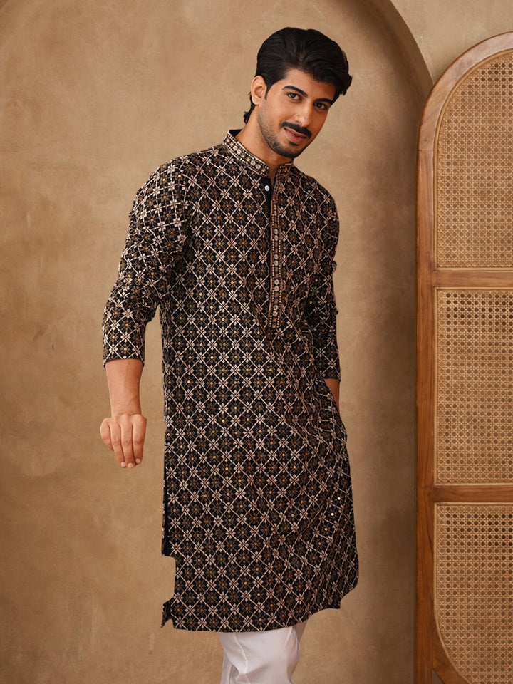 Viscose Rayon Embroidered Sequin Kurta