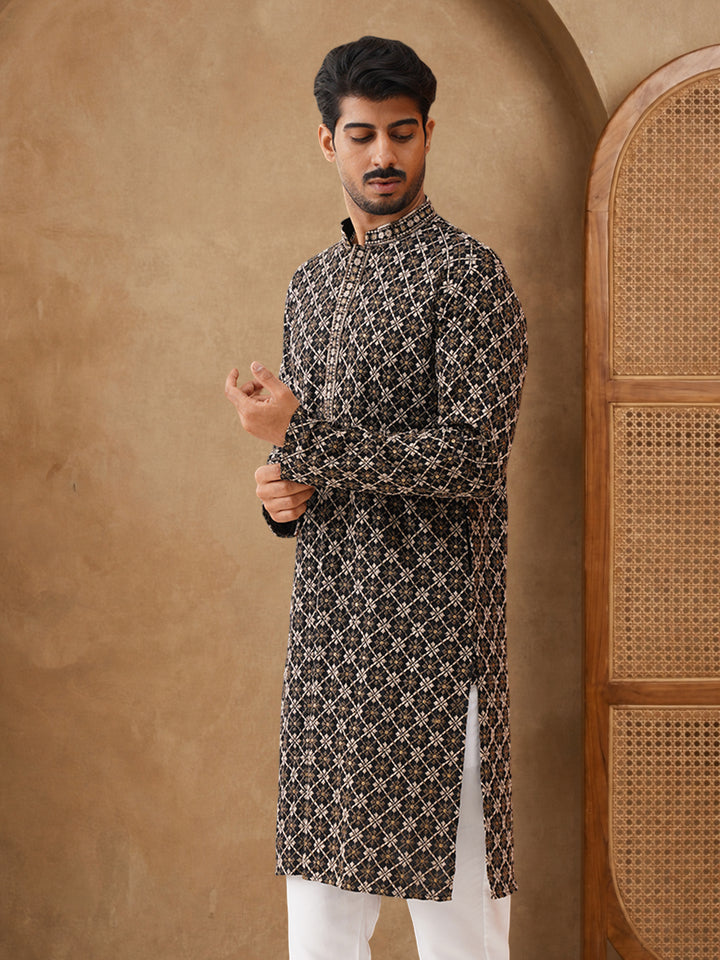 Viscose Rayon Embroidered Sequin Kurta
