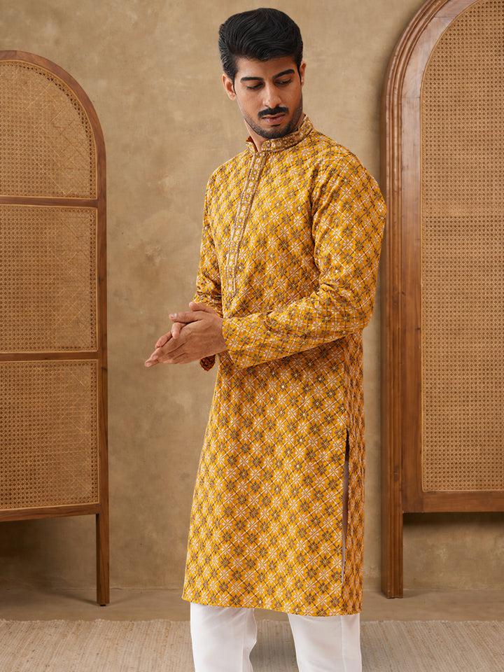 Viscose Rayon Embroidered Sequin Kurta