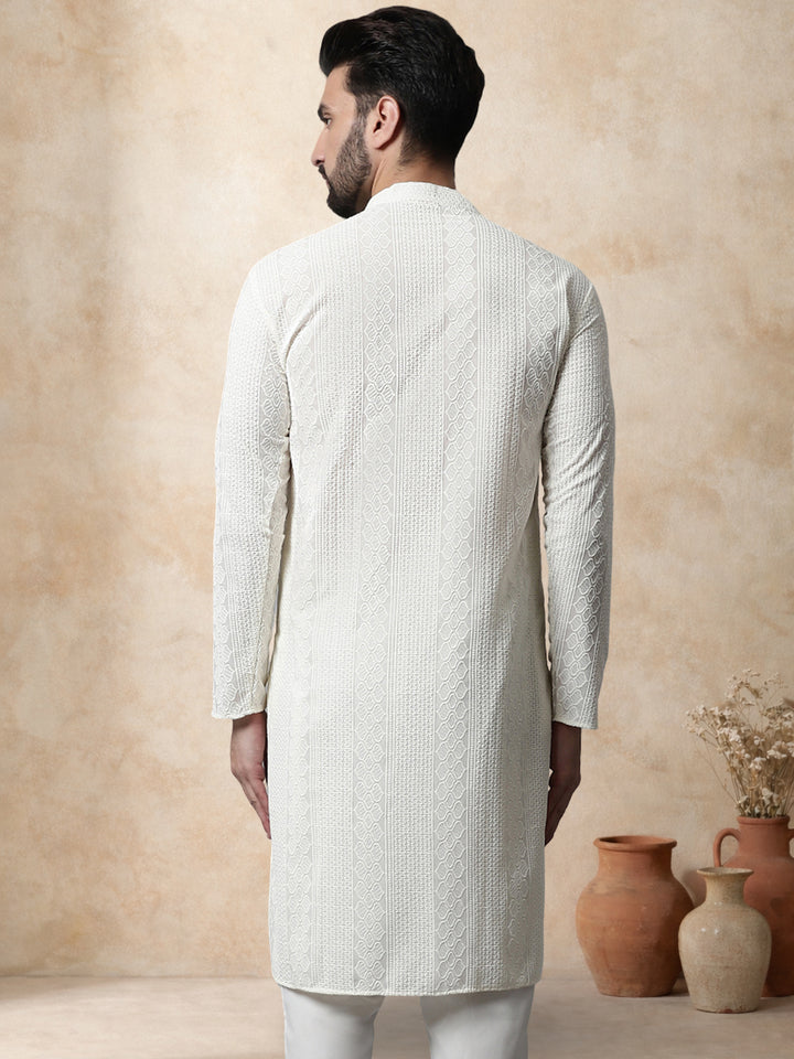 Embroidered Cotton Kurta For Men