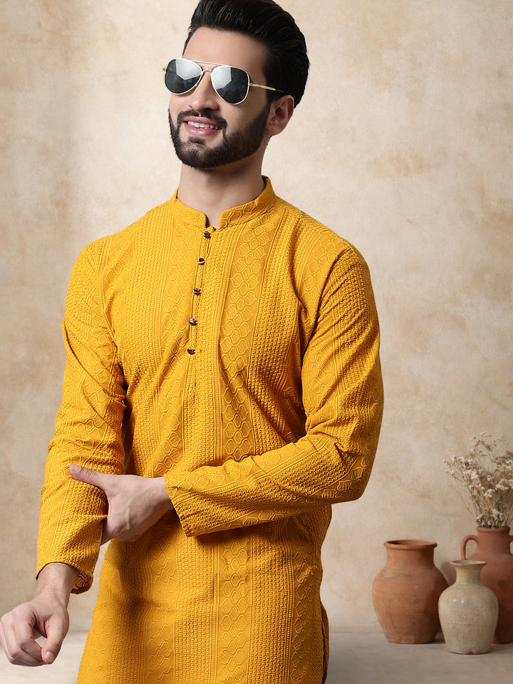 Embroidered Cotton Kurta For Men