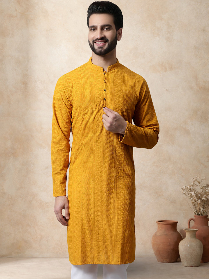 Embroidered Cotton Kurta For Men