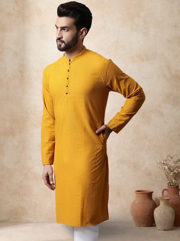 Embroidered Cotton Kurta For Men