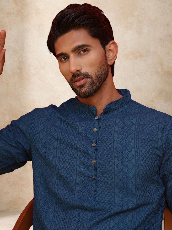 Embroidered Cotton Kurta For Men