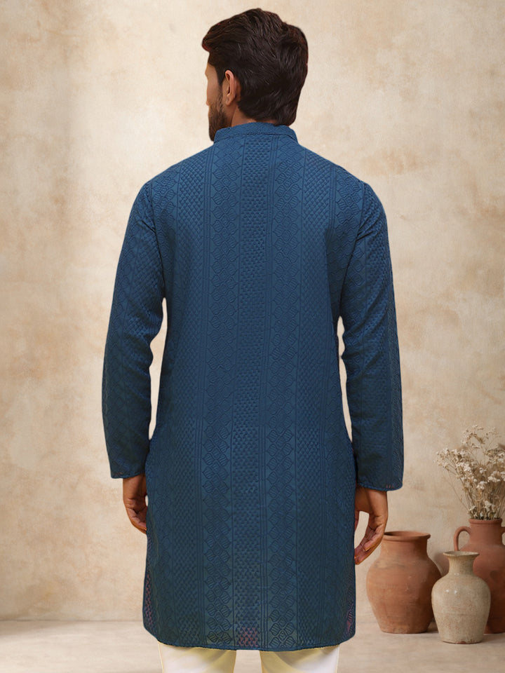 Embroidered Cotton Kurta For Men
