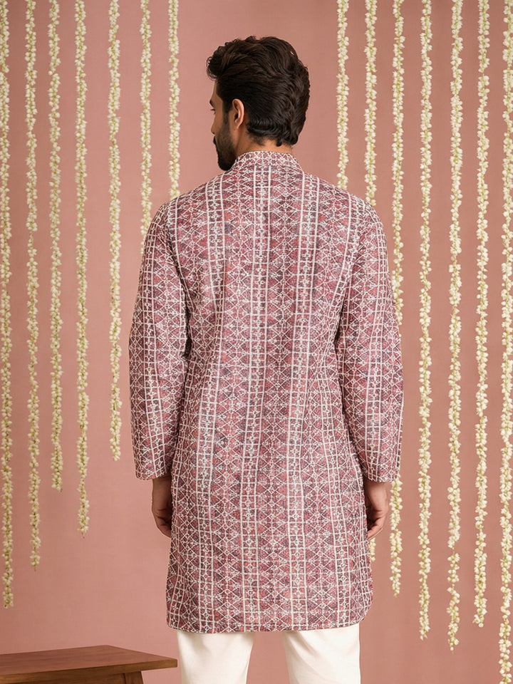 Embroidered &amp; Printed Kurta For Men