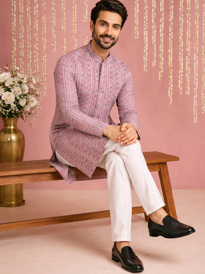 Embroidered &amp; Printed Kurta For Men
