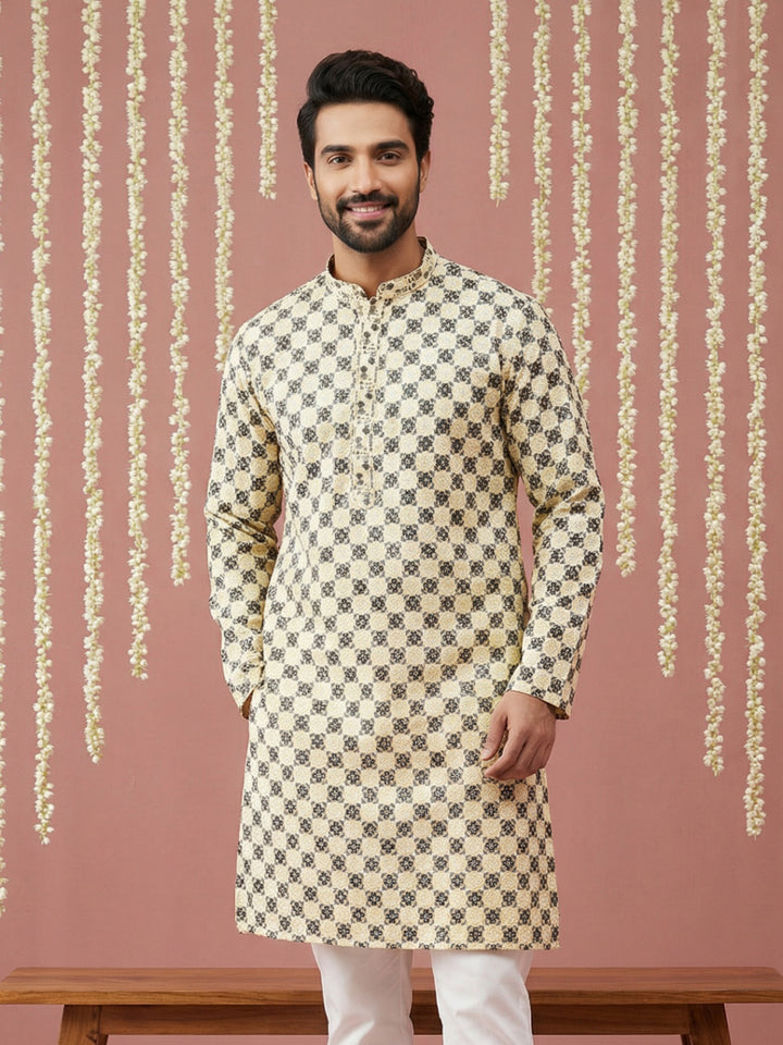Viscose Embroidered Kurta For Men