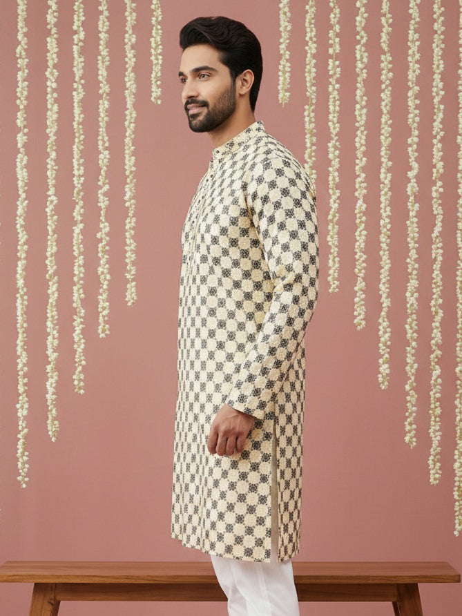 Viscose Embroidered Kurta For Men