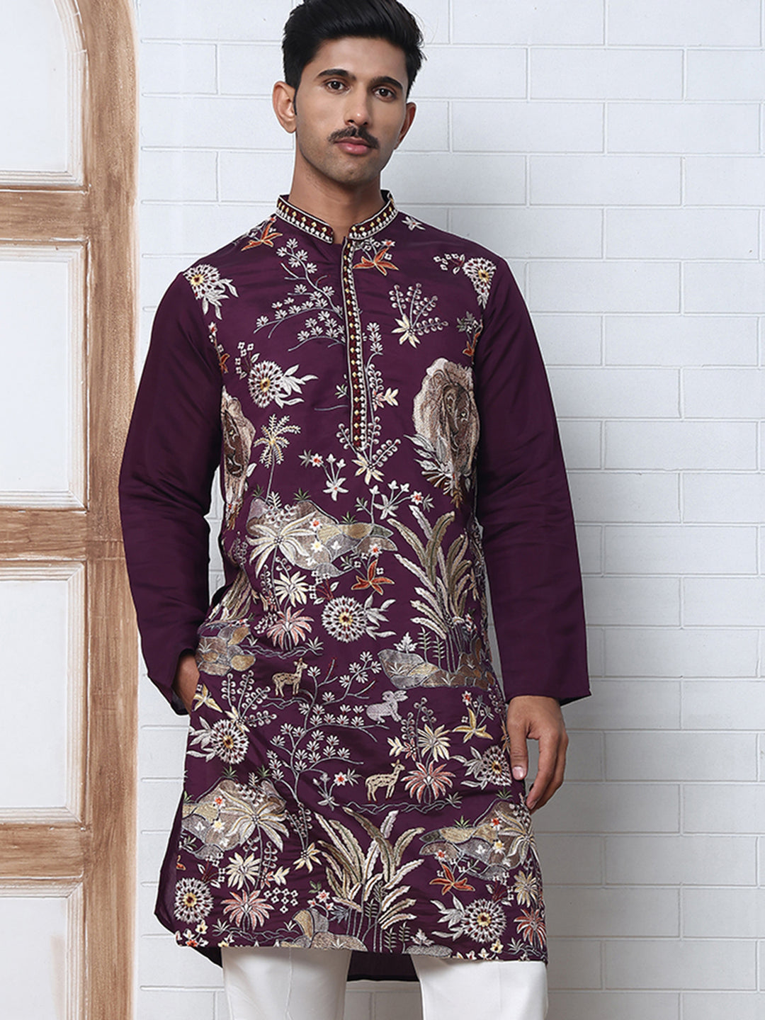 Floral Embroidered And Sequins Kurta