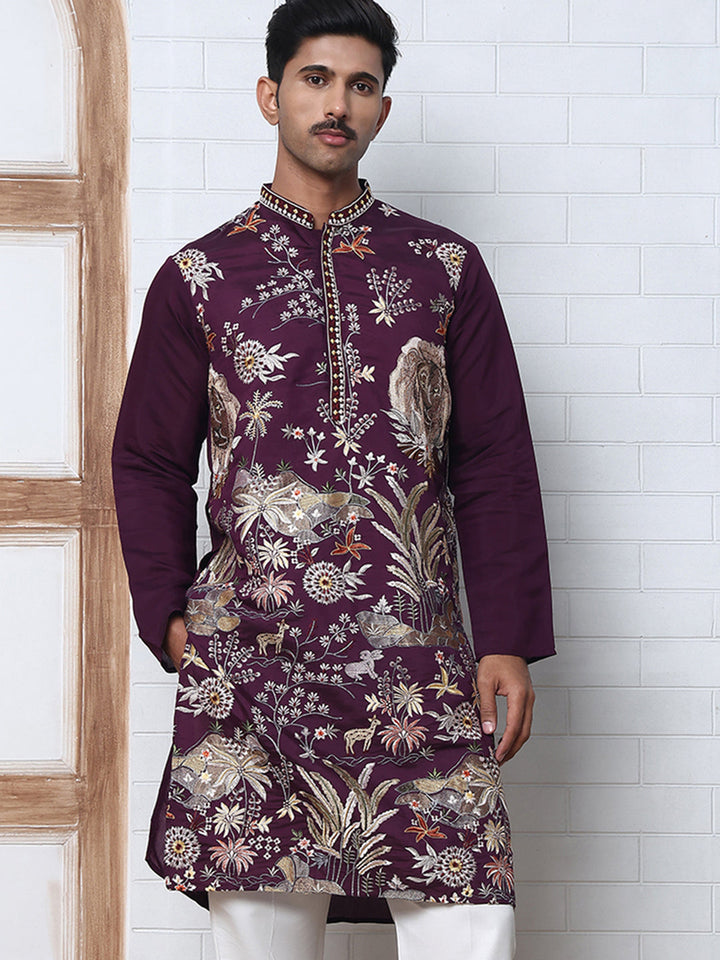 Floral Embroidered And Sequins Kurta