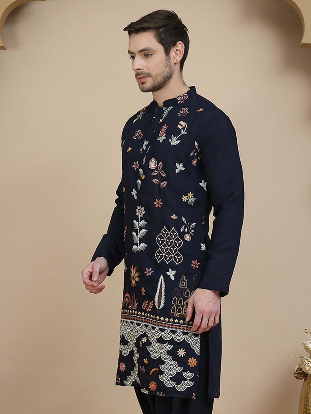 Embroidered Silk Blend Kurtas