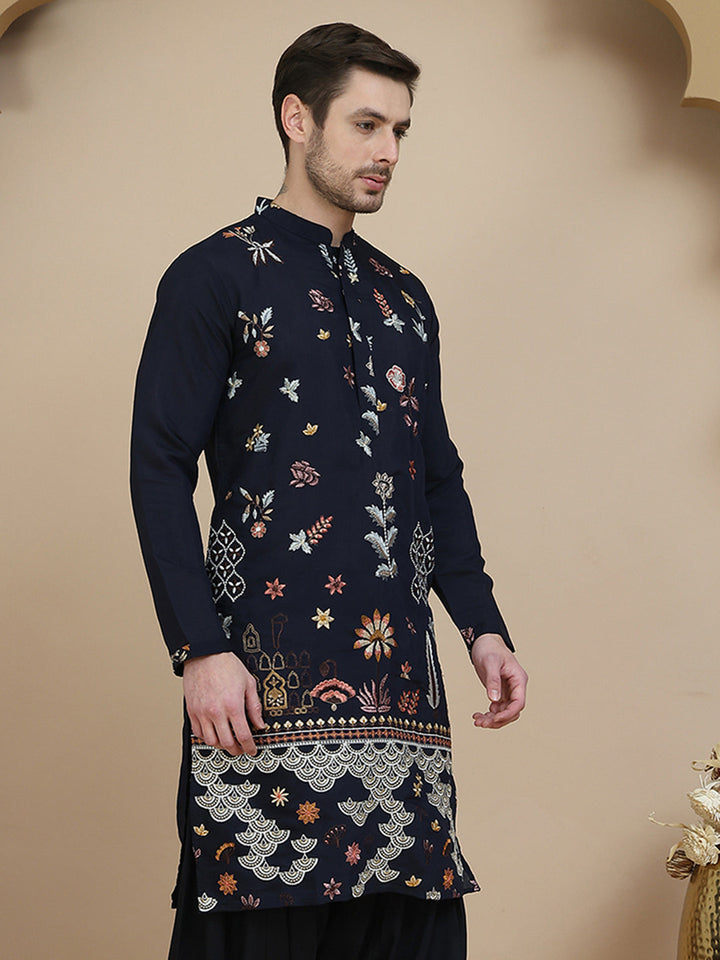Embroidered Silk Blend Kurtas