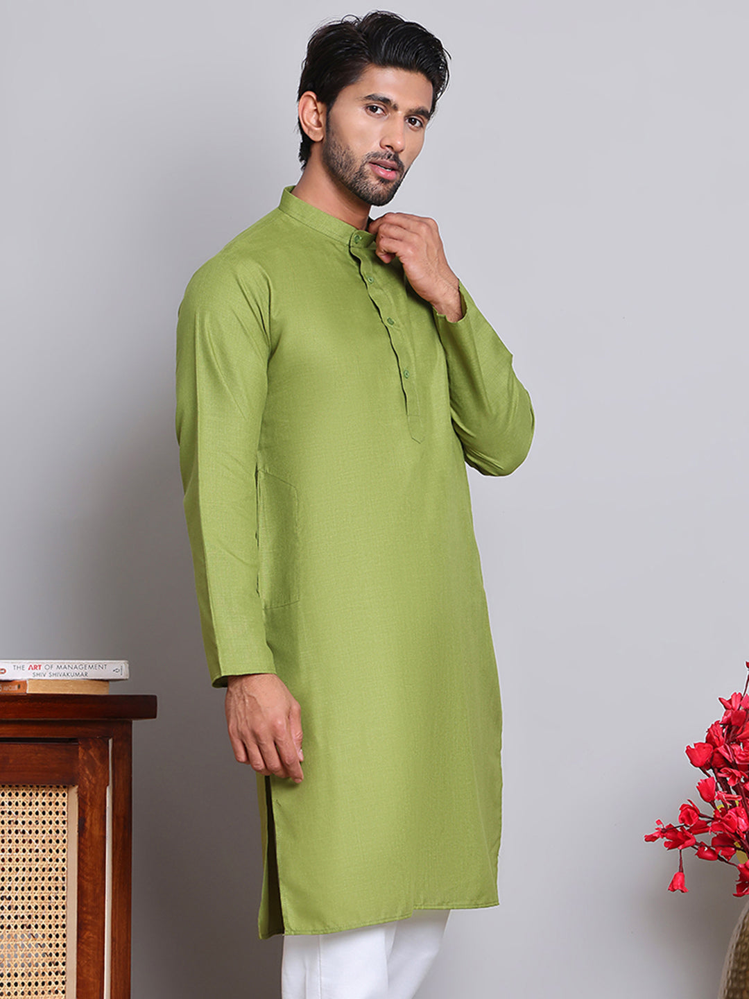 Solid Cotton Kurta For Men