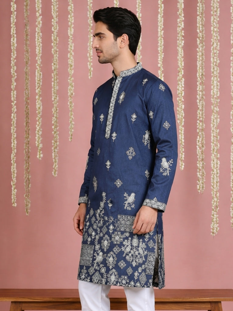 Floral Embroidered And Sequins Kurta