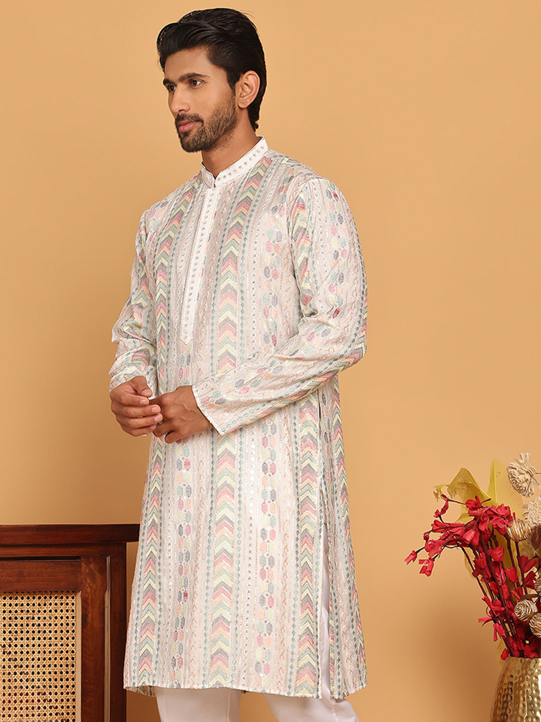 Embroidered And Sequins Kurtas For Men