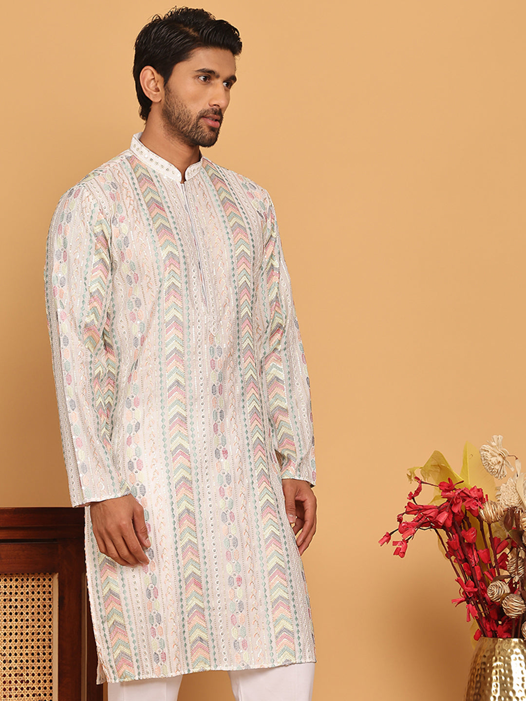 Embroidered And Sequins Kurtas For Men