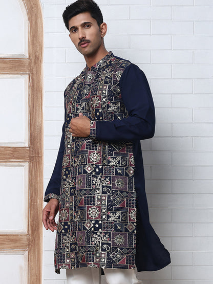 Embroidered Straight Kurta For Men