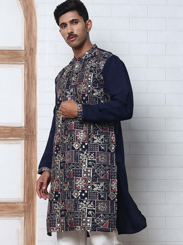 Embroidered Straight Kurta For Men