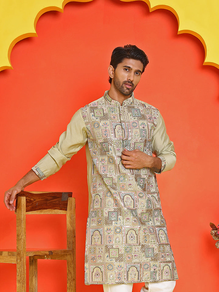 Embroidered Straight Kurtas For Men