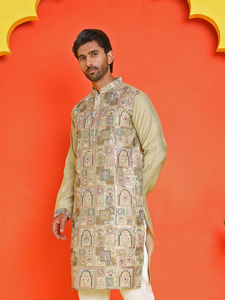 Embroidered Straight Kurtas For Men