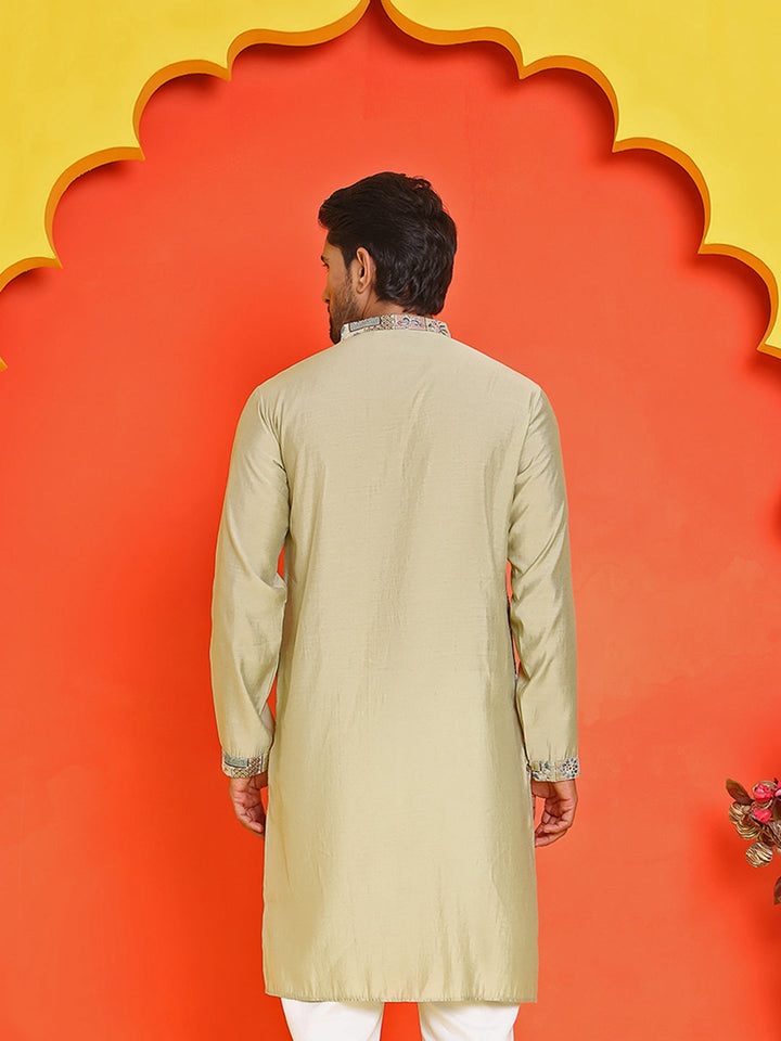 Embroidered Straight Kurtas For Men
