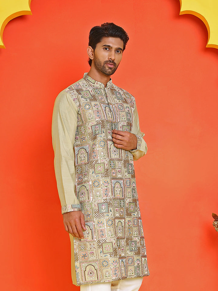 Embroidered Straight Kurtas For Men