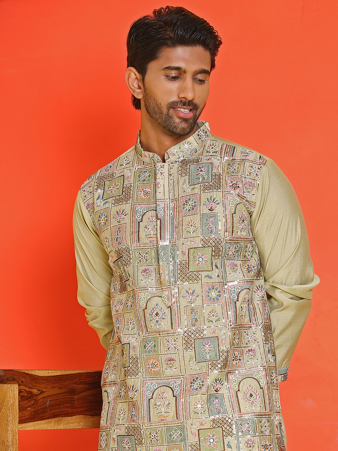 Embroidered Straight Kurtas For Men