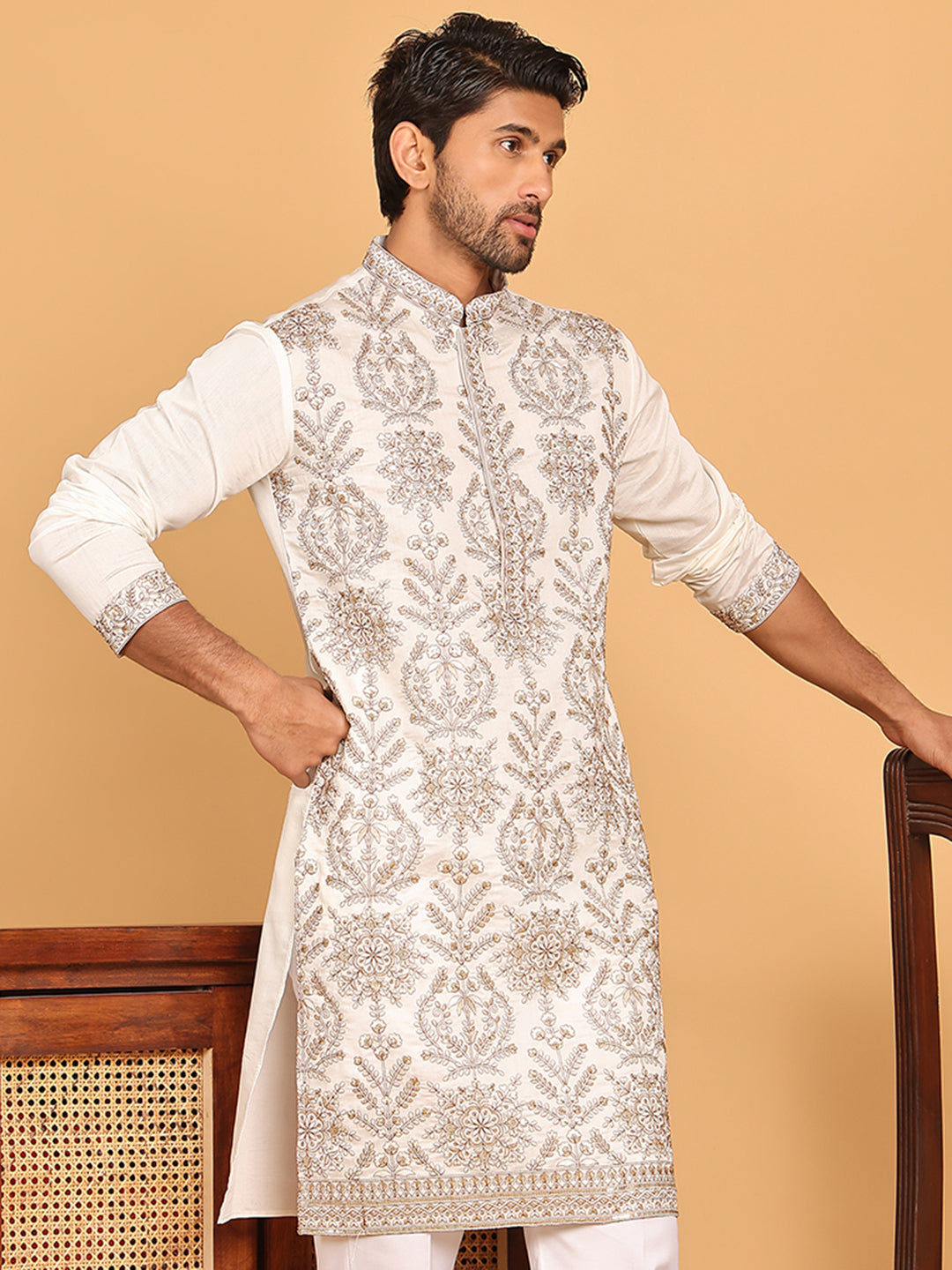 Embroidered Straight Kurtas For Men
