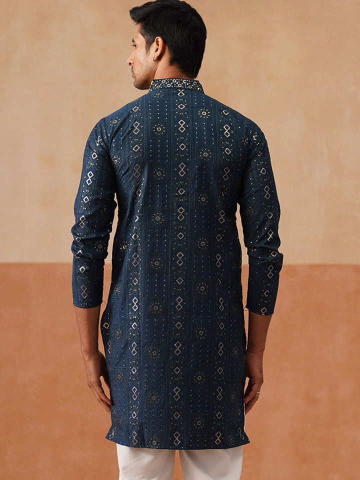 Silk Blend Embroidered Kurta
