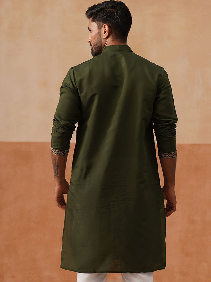 Silk Blend Embroidered Kurta