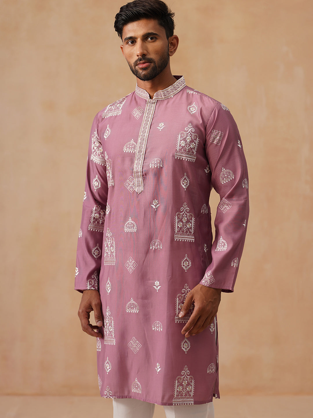 Silk Blend Embroidered Kurta