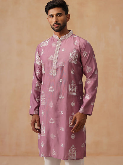 Silk Blend Embroidered Kurta