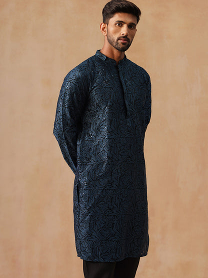 Silk Blend Embroidered Kurta