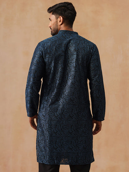 Silk Blend Embroidered Kurta