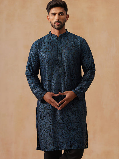 Silk Blend Embroidered Kurta